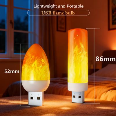 Two Styles Dynamic Flame 5V USB Flame Flame Candle Light Atmosphere Light Portable Book Lamp Camping Lighting Bedroom Decoration