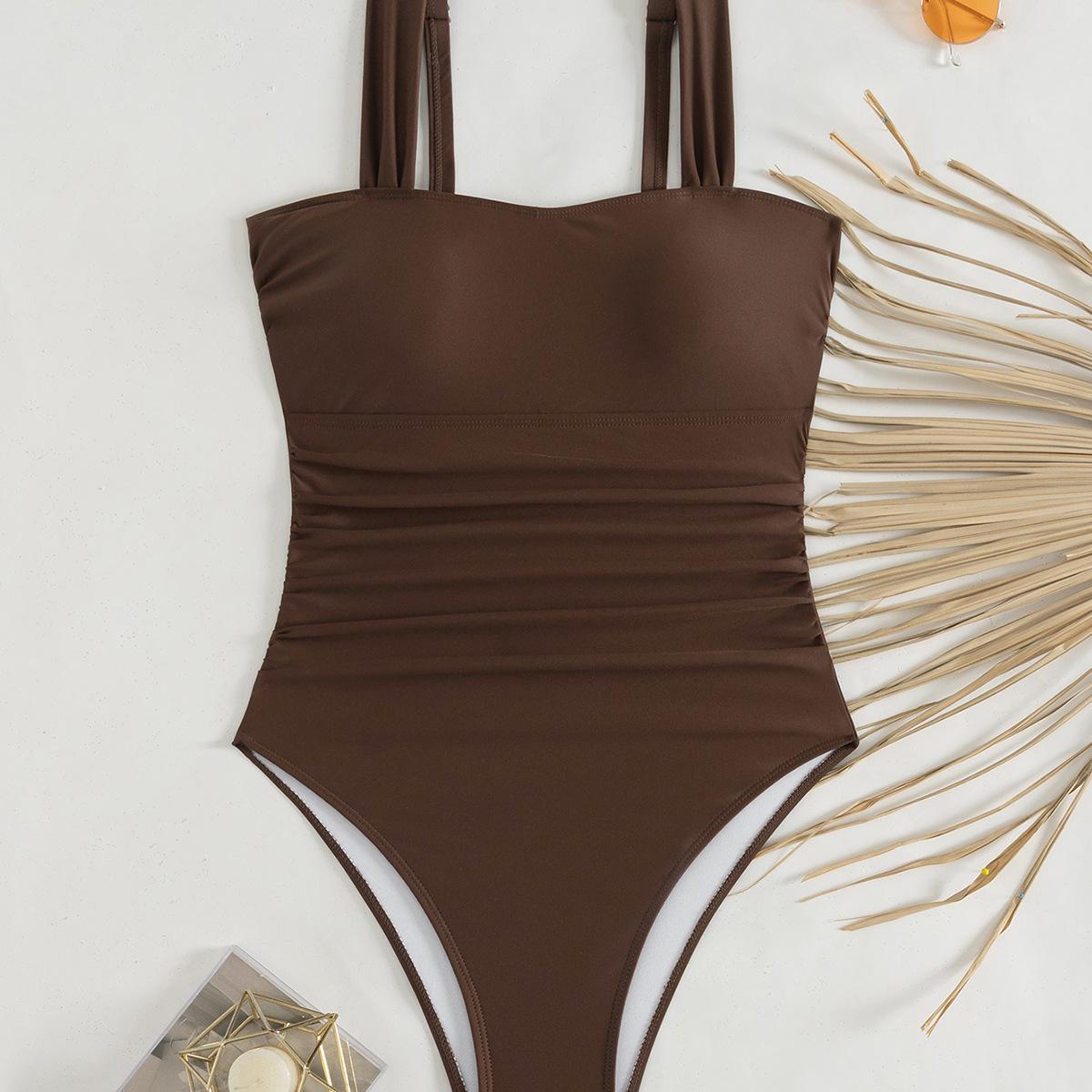 

Однотонный слитный облегающий сексуальный купальник-бикини XL