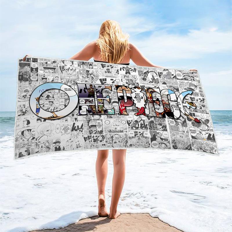 Anime Character Printed Square Microfiber Beach Towel Quick Dry Bath Towel For Shower Swimming
