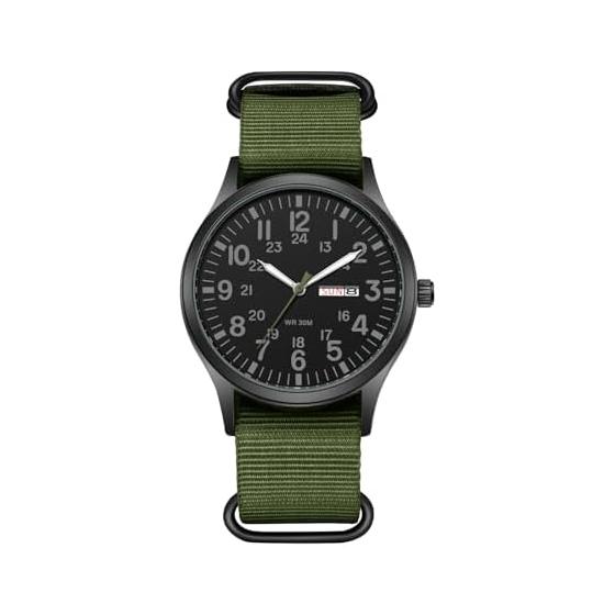 Men s Military Watch Nylon Strap Waterproof: Luminous Analog Display Calendar Simple Stylish Antique Sports Watch 12/24 Quartz Green Men s Fashion