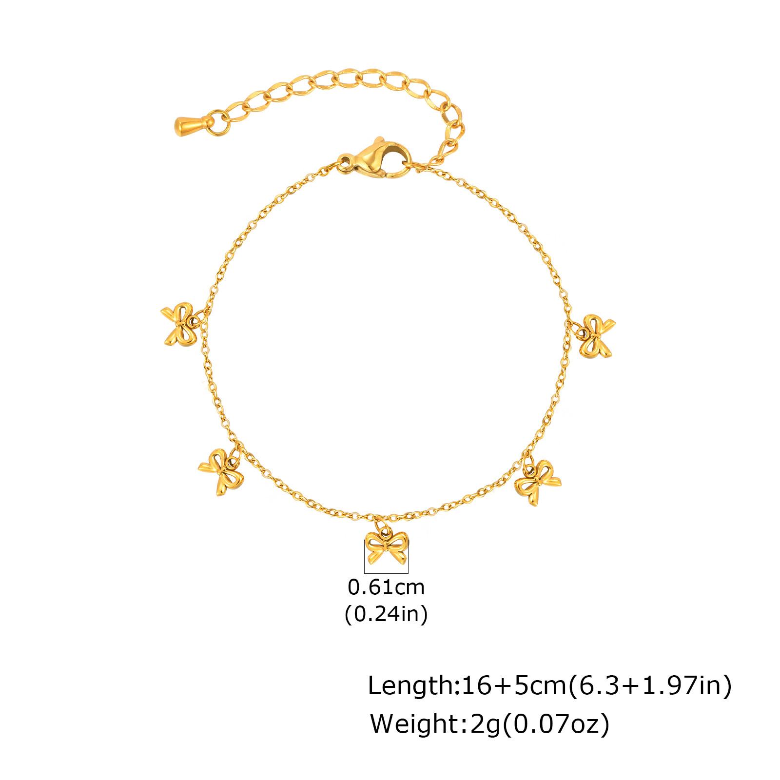 

Vnox Gold Plated Stainless Steel Bowknot Charm Bracelet For Women Two Styles Hang And Link Bow Chain Hand Neck Fashion Jewelry