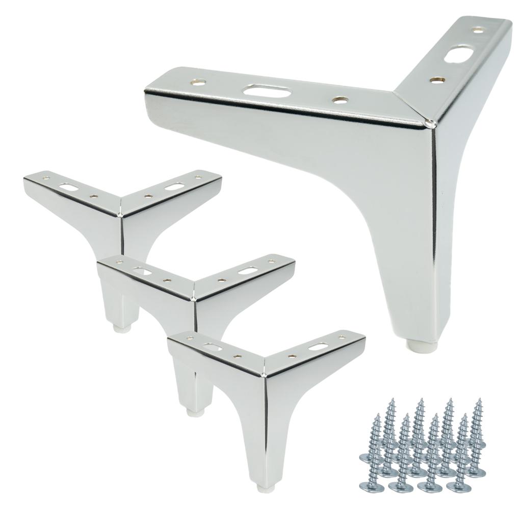 Set of 4 furniture legs Anchor silver chrome height 10 cm