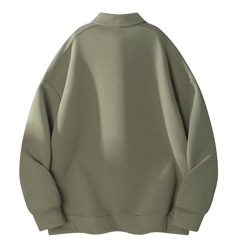 Men's Trendy Retro Long Sleeve Solid Color Polo Hoodie