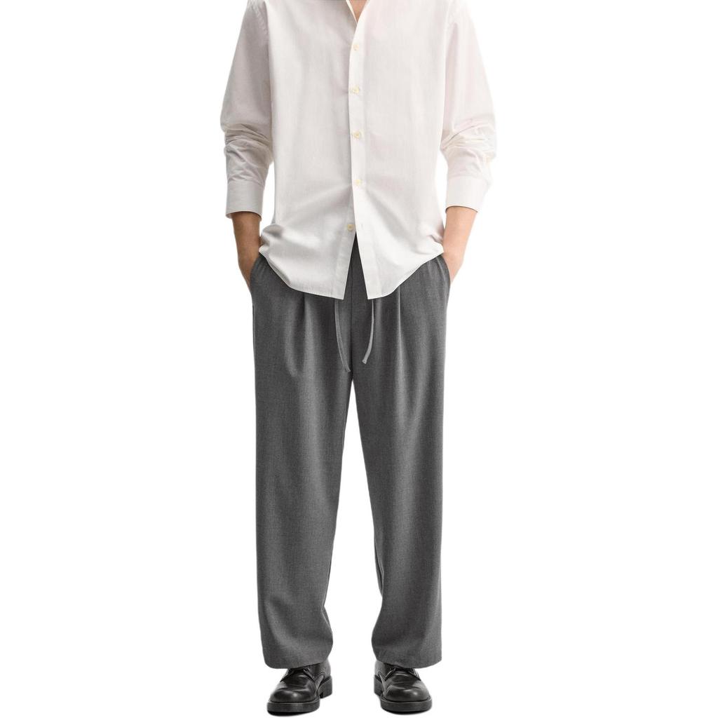 ZARA American Style Loose Solid Color Comfortable Drawstring Casual Pants Men bottoms Gray 07380107-35