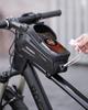 ROCKBROS Bicycle Top Tube Bag for Road with Smartphone Waterproof Frame Fits Large TPU Rain Cover Light Abrasion Easy Suitable for Cross Black Bikes,