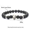 Retro Halloween Skull Bracelet For Men 8mm Lava Tiger Eyes Hematite Healing Braclet Hiphop Accessories Cycling Braslet Homme