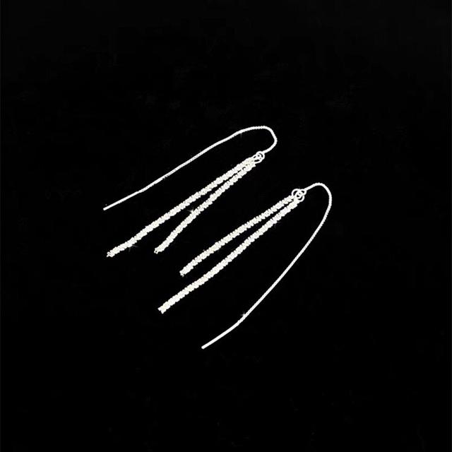 ANENJERY Lange Quastenketten-Ohrringe für Damen, funkelnde baumelnde Ohrringe, Party-Schmuck. Neu