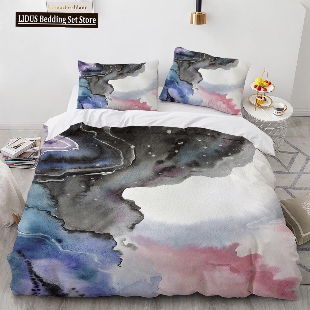 

Modern Abstract Marble Duvet Cover Set Purple Green Polyester Bedding For Men Teens Boys Colourful Art Design EU single(135x200cm)