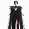 Black Halloween Feather Cloak Elegant Festival Costume Cape Hollow Lace Mesh Cape  Dance Cloaks
