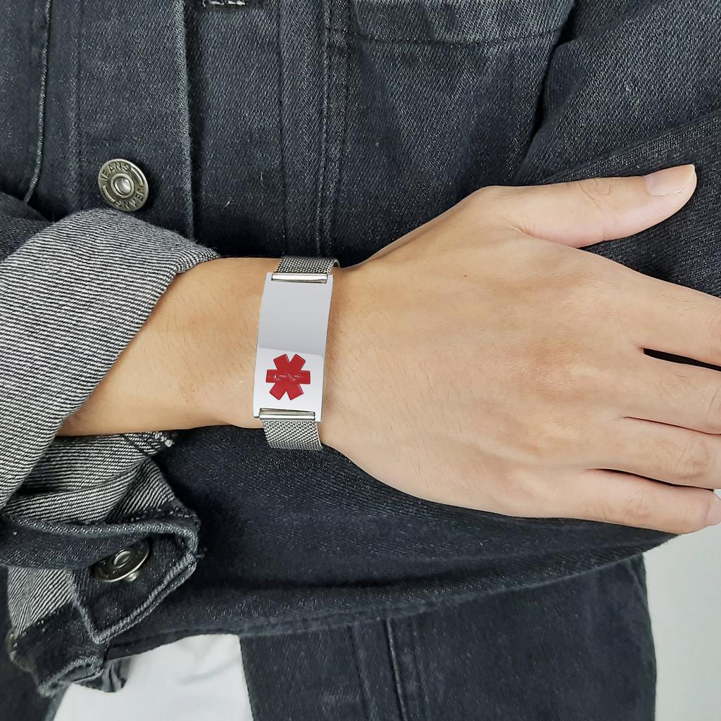 Medical ID Bracelets for Adults, Stainless Steel Bracelet,Waterproof Jewelry Gift