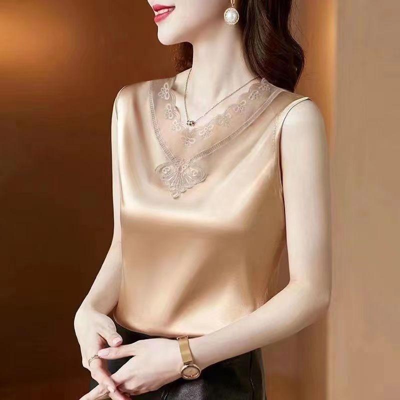 New suspender large size women's clothing spring and summer inner shirt outer wear sleeveless backing lace V-neck top vest women's trend