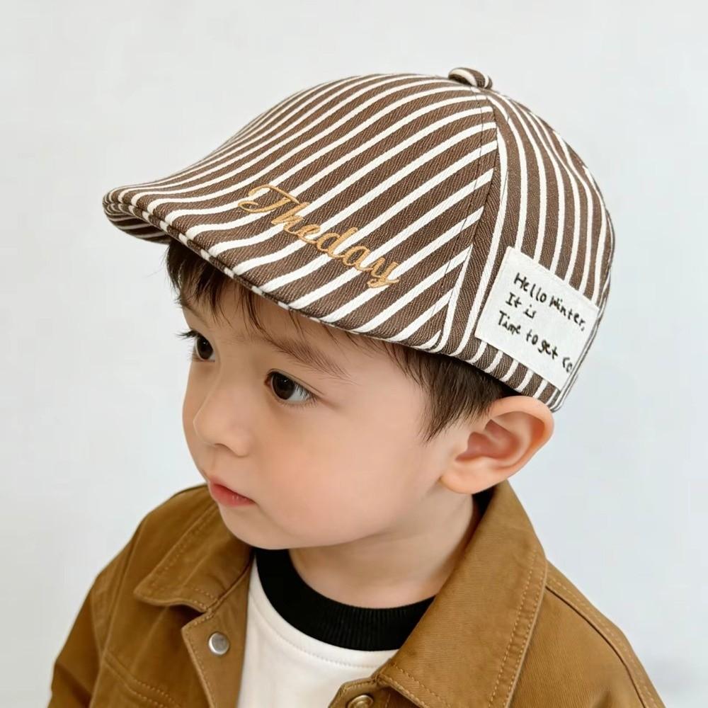Gestrickte Baby-Barettmütze mit Buchstabenstickerei, Schirmmütze, Newsboy-Mütze für 5 bis 24 Monate Baby