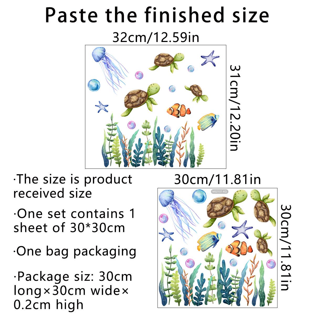 

T30 # морское дно животные кораллы водные растения стикер на стену ванная туалет украшения наклейки F-30x30cm-PET