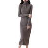 Elegant stacked collar knitted primer dress for women's autumn and winter new long over-the-knee sweater skirt for women