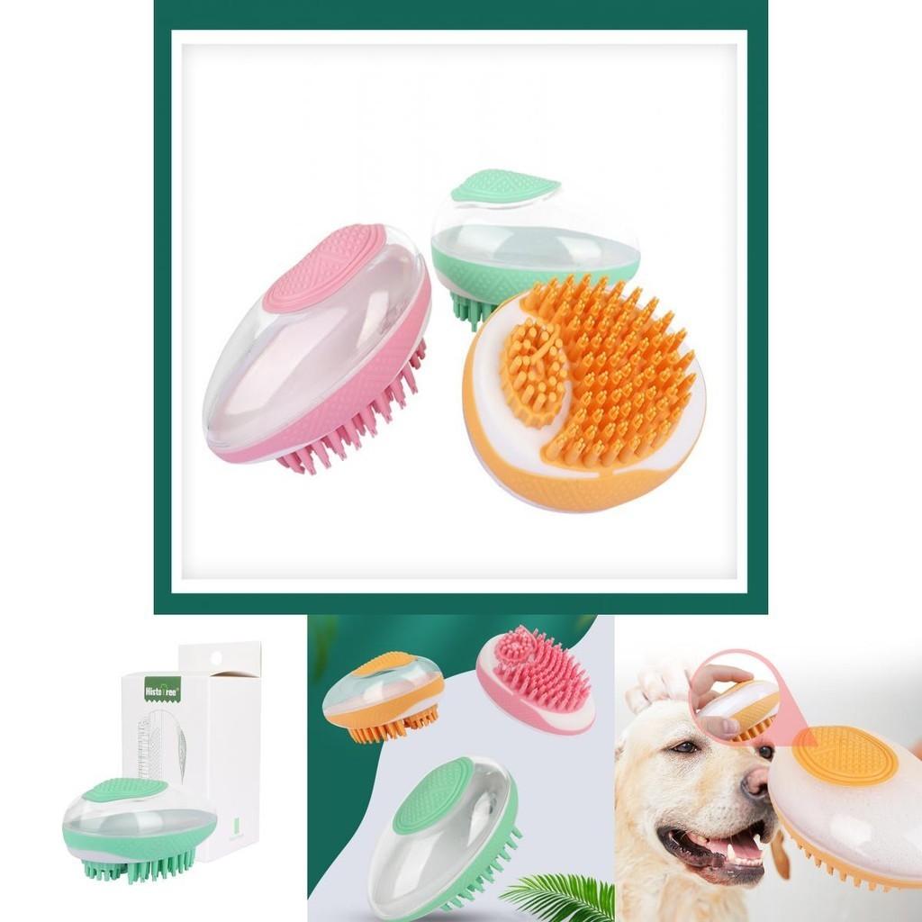 Pet Bath Brush With Storage Silicone Bristles Suitable For Dogs Massaging And Cleaning Tool