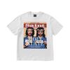 Retro Tops Portrait Letter Banner Printed Short Sleeve High Street Retro Washed VintageT Shirt Loose Japanese Street Oversize