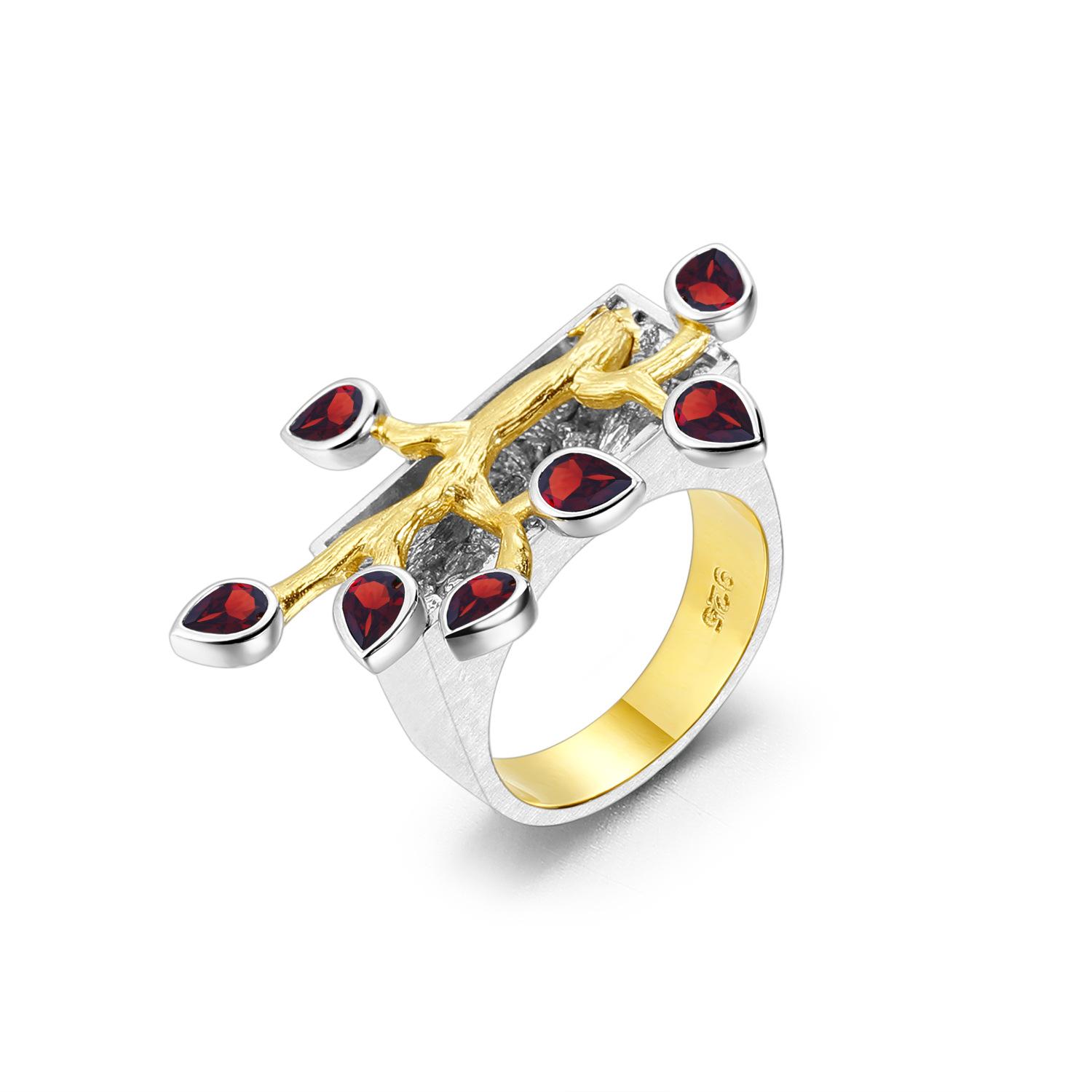 

Дизайнерское кольцо с натуральным топазом, цветочная ветка, нефритовый лист, высококачественный дизайн, кольцо из серебра 925 пробы с инкрустацией драгоценными камнями 10