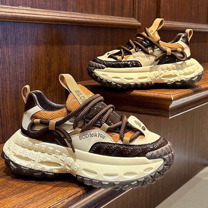 Men's new Korean version breathable and versatile platform dad shoes fashion heightening sports shoes tire sole high-end trendy shoes