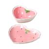 Multipurpose Strawberry Heart Ceramic Dinnerware Salad Bowl Plate Dish for Breakfast Lunch Dinner Dessert Serving