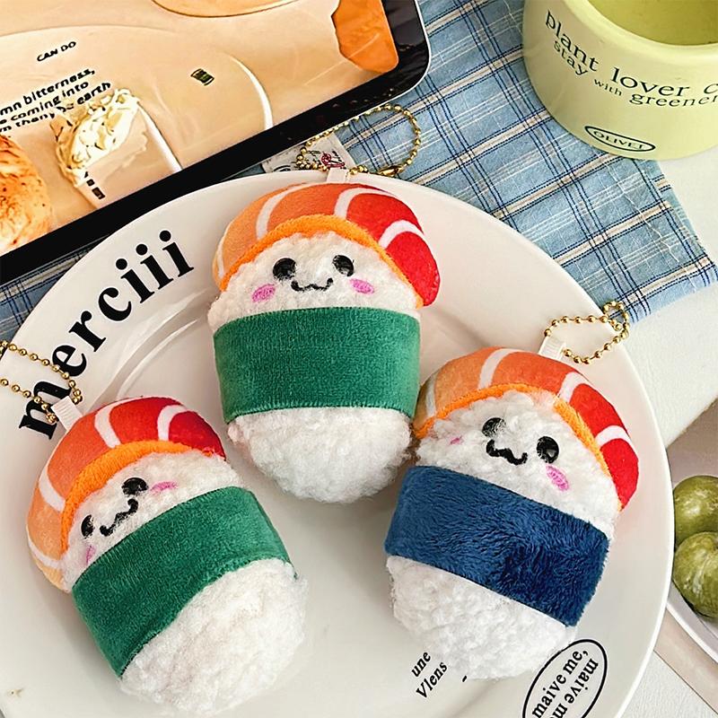 Roztomilý vtipný plyšový sushi přívěsek na klíče kawaii kreslený měkký plněný přívěsek na batoh dekorace příslušenství dárek pro páry narozeniny