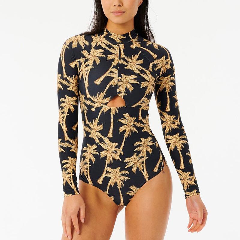 

Спортивный купальник с длинным рукавом и принтом, быстросохнущий, для серфинга и плавания Large чёрный