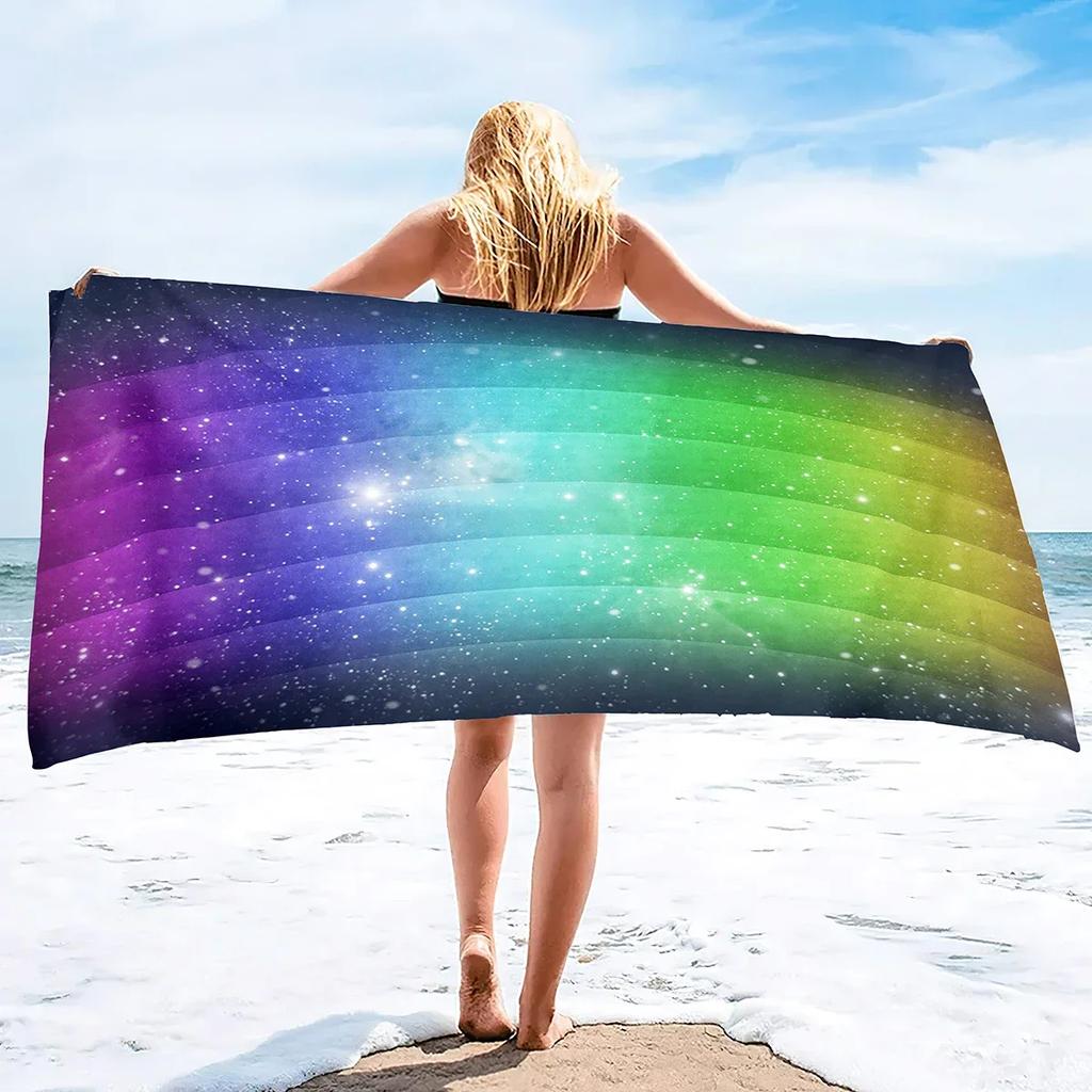 Beach Towel Rainbow Colors Printed Microfiber Beach Towel, Oversized Large Quick Dry & Sand Free Lightweight Towel Adults Towel