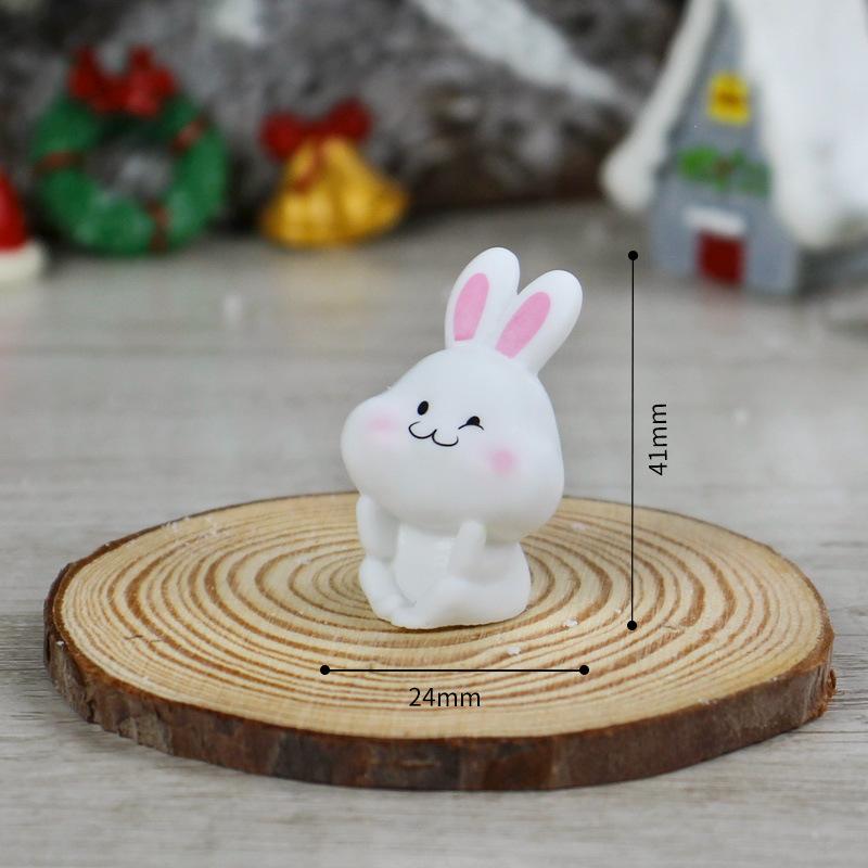Christmas Resin Decorative ItemsMini Little Rabbits and Cute Cartoon Animals for Decoration and Landscaping