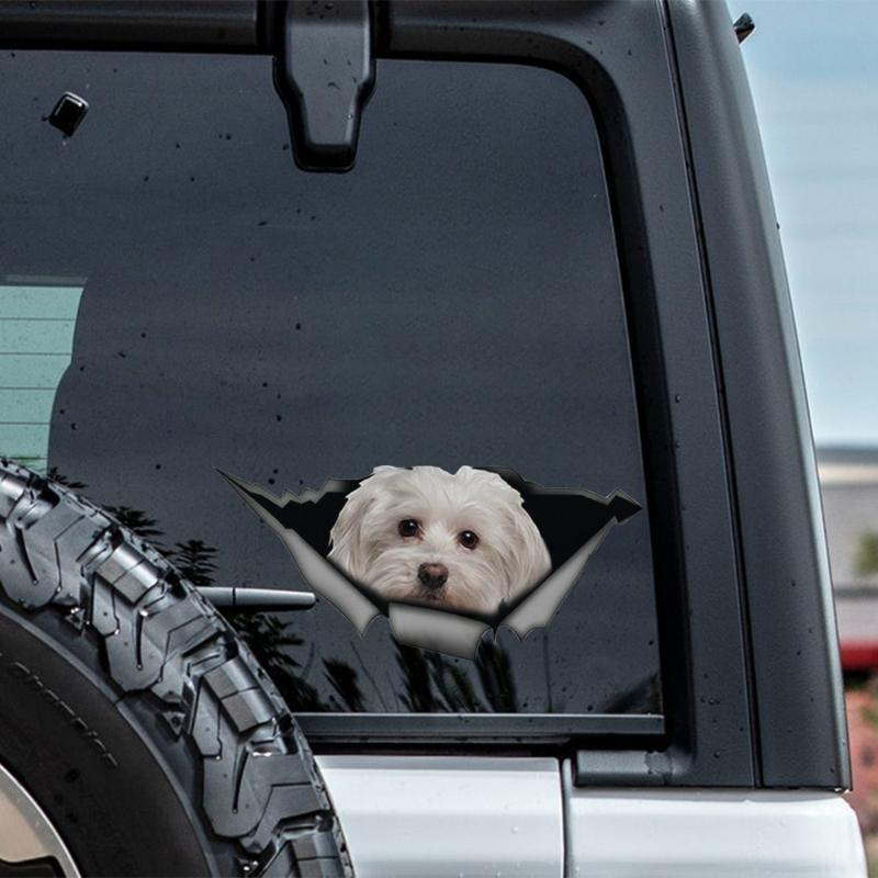 1pc Cute Car Stickers Pet Dog Car Trim Tear Polyethylene Decal Reflective Sticker Waterproof Car Motorcycle Notebook Furniture