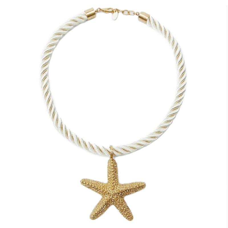 

Beach Earrings Necklace for Women Elegant Vintage Starfish Pendant Choker Danger Earring for Party Holiday Boho-Jewelry