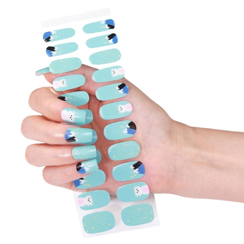 Gel Nail Stickers Full Cover Self Adhesive French Manicure Strips Quick Apply No UV Light Required with Nail File Stick