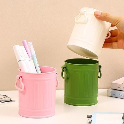 Cute Pen Bucket Retro Stationery Storage Box Portable Makeup Brush Storage Box  Student