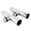 2PCS Tournament Style Boat Fishing Rod Holders Stainless Steel Clamp On Rail Mount Fishing Pole Holders Mounted To