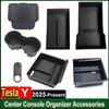 For Model Y Juniper 2025 Center Console Organizer Storage Box Anti-slip Cup Mat Armrest Box Hidden Storage Box Accessories