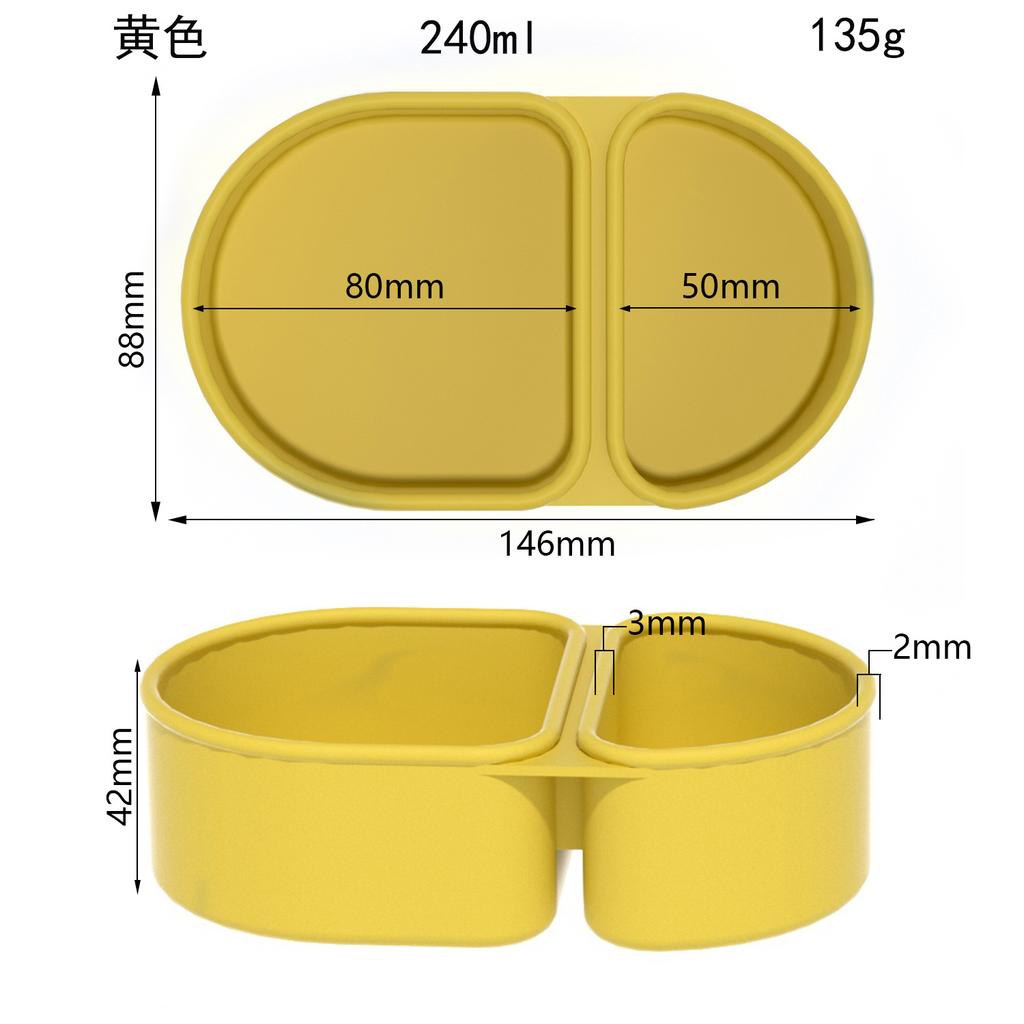 3-Pack Reusable Silicone Snack Containers - Leakproof Dual Compartment Lunch Box for Salad, Dressing & Meal Prep, Microwave Safe