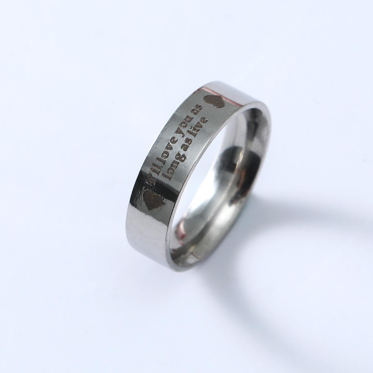 European and American Fashion Stainless Steel Heart Ring - New Style Trend Size 9