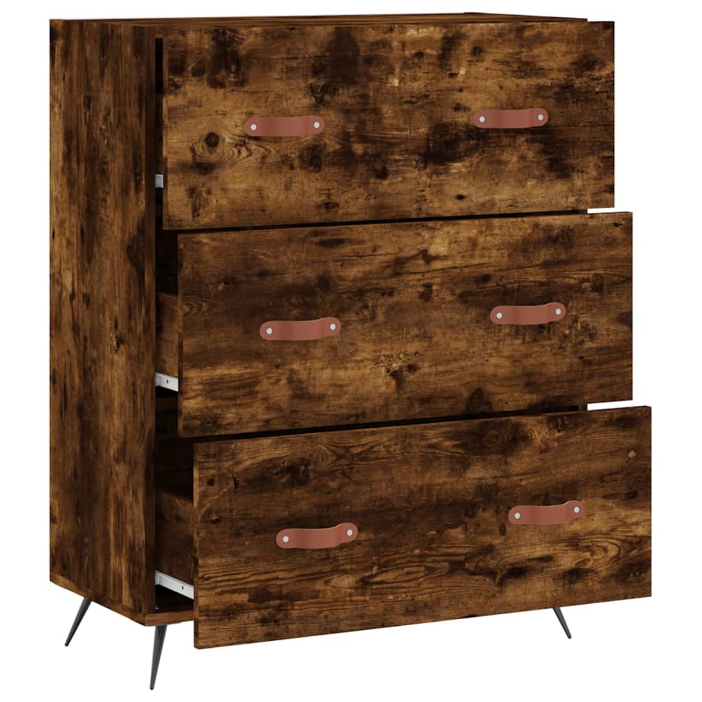 Smoked Oak Chest of Drawers 69.5 x 34 x 90 cm Engineered Wood
