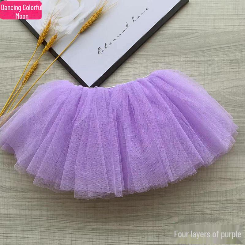 Dívčí čtyřvrstvá měkká bílá baletní tutu sukně na vystoupení