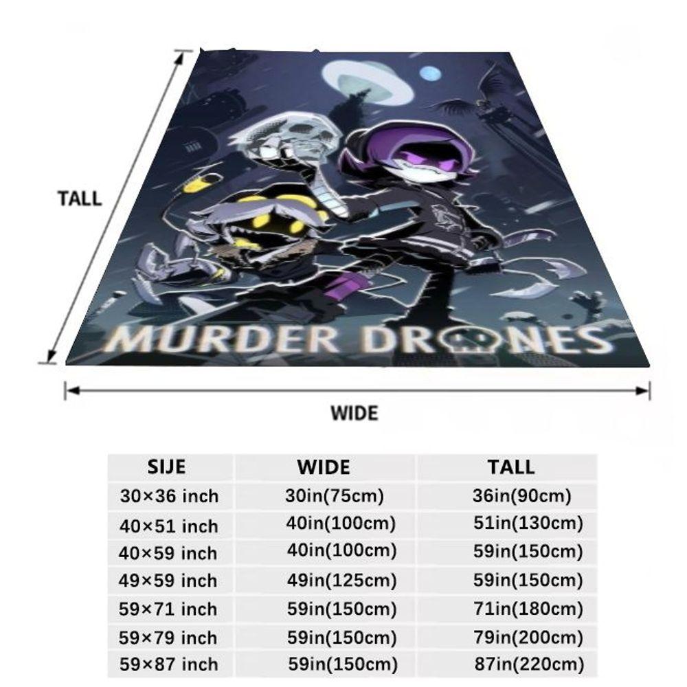 Murder Drones Dystopian Cityscape Plush Throw Blanket - Soft Cozy Fleece Blanket Featuring Cartoon Characters in Dark Gothic Art