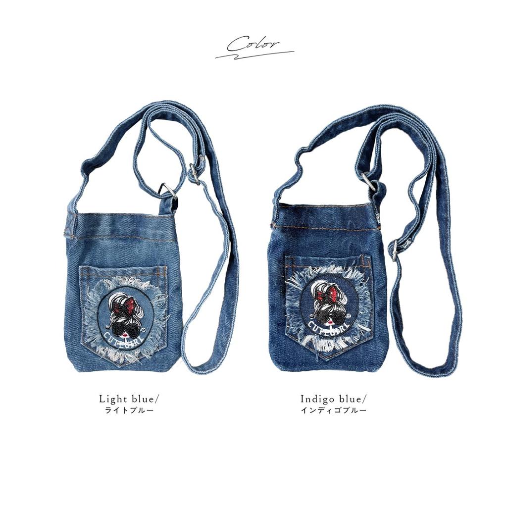 DIVA Rose Women's Denim Smartphone Pouch Shoulder Bag, Crossbody Bag, Vertical Style, Girl's Smartphone Pouch (Light Blue)