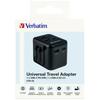 Verbatim Adapter Podróżny Eu/Uk/Us2Xusb-A/Usb-C Pd 20W Uta-02 Czarny/Black 49544