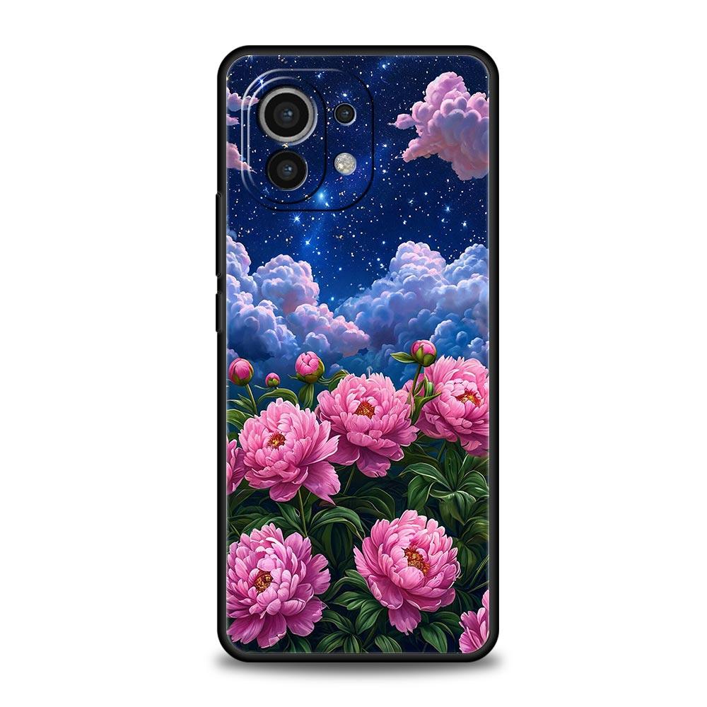 Phone Case For Xiaomi Mi 15 14 13 12 11 Lite 14T 13T 12T 11T Pro Poco X6 X5 X3 Pro F6 F5 F4 Oil Painting Of Flowers Black Cover