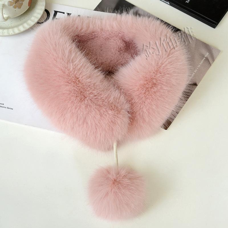 Faux Fox Fur Scarf Thickened Warm Luxury Texture Winter Women Neck Warmer Collar Shawl Fashionable Elegant