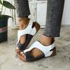 Thick-soled color matching sandals women's muffin bottom Velcro open-toed beach cool slippers wish