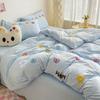 Ins wind bed four-piece spring small fresh quilt cover cartoon washed cotton bed sheet school dormitory bed three-piece set