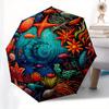 Underwater Paradise: Vibrant Sea Life Circular ArtworkUmbrella, Portable 3-Fold Compact Umbrella for Men & Women Gift