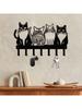 Cat Shaped Metal Wall Key Holder 7 Hooks Modern Waterproof Rustproof Entryway Decor