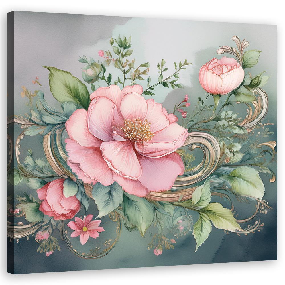 Canvas Print, Vintage Pink Flower