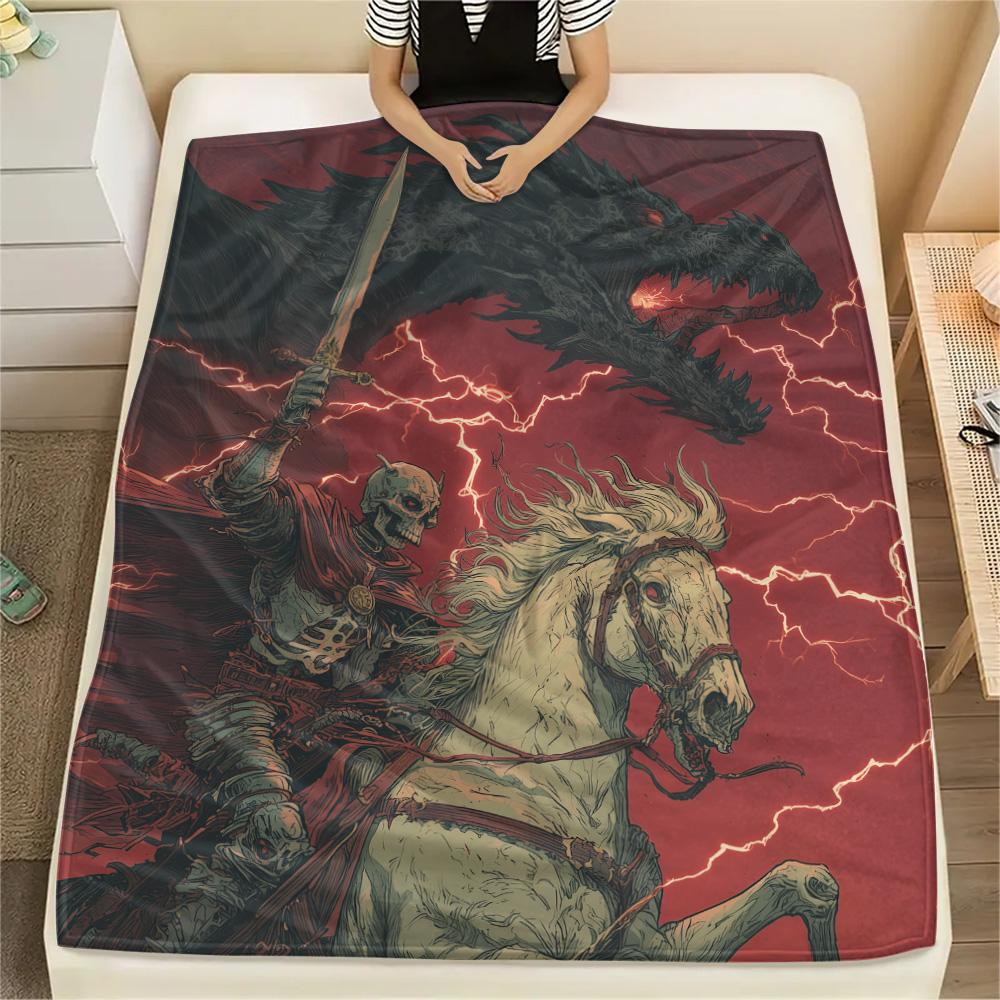 Dragons  Print Flannel Blanket, High quality Comfortable for All Seasons, Home Decor, Warmth and Comfort
