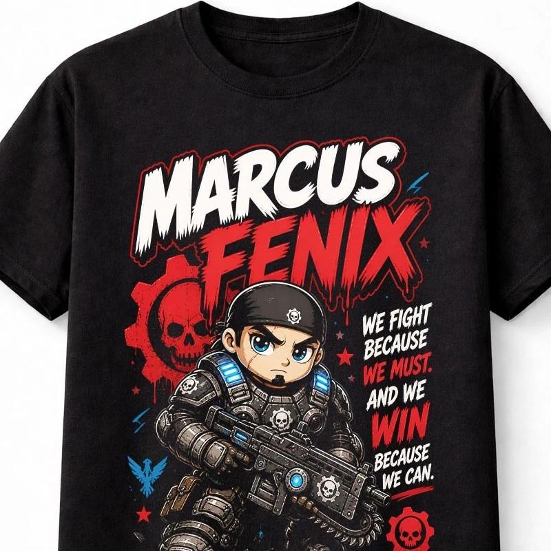 Marcus Fenix Gears Of War Chibi COG GOW Gamer Graphic Unisex TShirt S