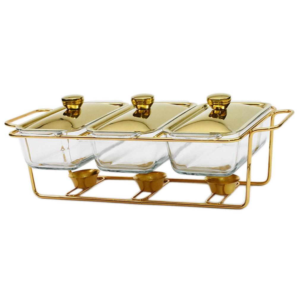 Food Warmers Trays 3 Grid Buffet Warmer Pot for Hotel Wedding 1.3L